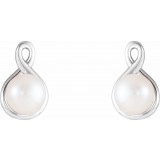 14K White Pearl Earrings photo 2