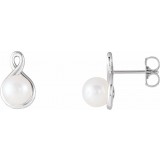 14K White Pearl Earrings photo