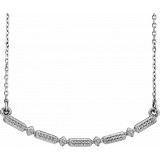 14K White Beaded Bar 16-18 Necklace photo