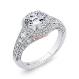 Shah Luxury 14K Two-Tone Gold Round Cut Diamond Halo Engagement Ring (Semi-Mount) photo 2