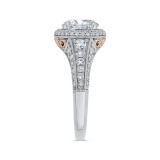 Shah Luxury 14K Two-Tone Gold Round Cut Diamond Halo Engagement Ring (Semi-Mount) photo 3