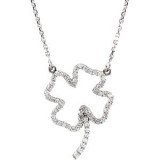 14K White 1/4 CTW Diamond Clover 16 Necklace photo