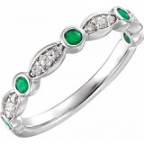 14K White Emerald & 1/6 CTW Diamond Ring photo