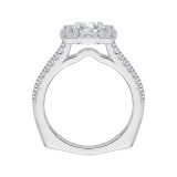 Shah Luxury 14K White Gold Round Diamond Halo Vintage Engagement Ring (Semi-Mount) photo 4