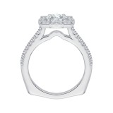 Shah Luxury 14K White Gold Round Diamond Halo Vintage Engagement Ring (Semi-Mount) photo 4
