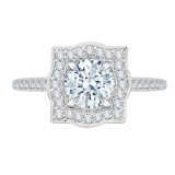 Shah Luxury 14K White Gold Round Diamond Halo Vintage Engagement Ring (Semi-Mount) photo