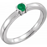 14K White Emerald Family Stackable Ring photo