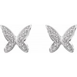 14K White .07 CTW Diamond Butterfly Earrings photo 2