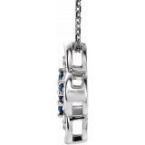 14K White Blue Sapphire & 1/10 CTW Diamond Clover 18 Necklace photo 2