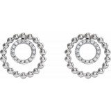 14K White  1/10 CTW Diamond Beaded Circle Earrings photo 2