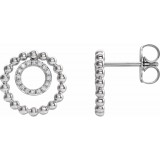 14K White  1/10 CTW Diamond Beaded Circle Earrings photo
