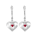 Gems One Silver Diamond (1/50 Ctw) & Created Ruby (1/8 Ctw) Earring photo