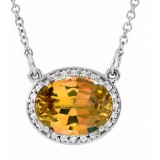 14K White Citrine & .05 CTW Diamond 16.5 Necklace photo