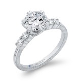 Shah Luxury 14K White Gold Round Cut Diamond Engagement Ring (Semi-Mount) photo 2