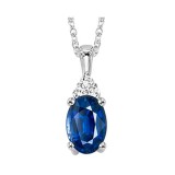 Gems One 10Kt White Gold Diamond (1/50Ctw) & Sapphire (1/2 Ctw) Pendant photo