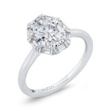 Shah Luxury 18K White Gold Oval Cut Diamond Halo Engagement Ring (Semi-Mount) photo 2