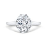 Shah Luxury 18K White Gold Oval Cut Diamond Halo Engagement Ring (Semi-Mount) photo