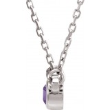 14K White 4 mm Round Amethyst Bezel-Set Solitaire 16 Necklace photo 2