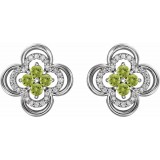 Platinum Peridot & 1/5 CTW Diamond Clover Earrings photo 2