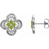 Platinum Peridot & 1/5 CTW Diamond Clover Earrings photo