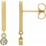 14K Yellow 1/8 CTW Diamond Bar Earrings photo