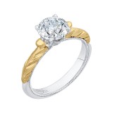 Shah Luxury Round Cut Solitaire Diamond Vintage Engagement Ring In 14K Two-Tone Gold (Semi-Mount) photo 2