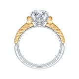 Shah Luxury Round Cut Solitaire Diamond Vintage Engagement Ring In 14K Two-Tone Gold (Semi-Mount) photo 4