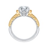 Shah Luxury Round Cut Solitaire Diamond Vintage Engagement Ring In 14K Two-Tone Gold (Semi-Mount) photo 4