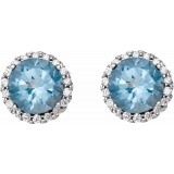 14K White Aquamarine & 1/10 CTW Diamond Earrings photo 2