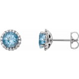 14K White Aquamarine & 1/10 CTW Diamond Earrings photo
