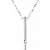 14K White .015 CT Diamond Bar 16-18 Necklace photo