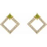 14K Yellow Peridot & 1/3 CTW Diamond Earrings photo 2