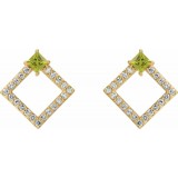 14K Yellow Peridot & 1/3 CTW Diamond Earrings photo 2