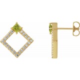 14K Yellow Peridot & 1/3 CTW Diamond Earrings photo