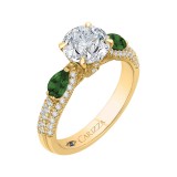 Shah Luxury 14K Yellow Gold Round Diamond and Green Tsavorite Engagement Ring (Semi-Mount) photo 2