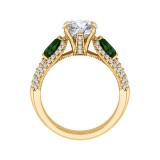 Shah Luxury 14K Yellow Gold Round Diamond and Green Tsavorite Engagement Ring (Semi-Mount) photo 4