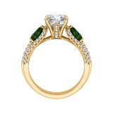 Shah Luxury 14K Yellow Gold Round Diamond and Green Tsavorite Engagement Ring (Semi-Mount) photo 4