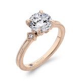 Shah Luxury 14K Rose Gold Round Cut Diamond Engagement Ring (Semi-Mount) photo 2