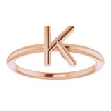 14K Rose Initial K Ring photo 3