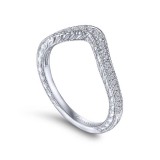 Gabriel & Co. 14k White Gold Victorian Curved Wedding Band photo 3