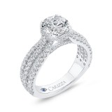 Shah Luxury 14K White Gold Round Cut Diamond Engagement Ring (Semi-Mount) photo 2