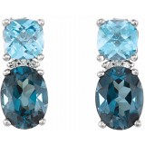 14K White London Blue Topaz, Swiss Blue Topaz & .01 CTW Diamond Earrings photo 2