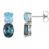 14K White London Blue Topaz, Swiss Blue Topaz & .01 CTW Diamond Earrings photo