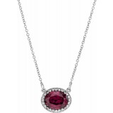 14K White Rhodolite Garnet & .05 CTW Diamond 16.5 Necklace photo 3
