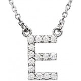 14K White Initial E 1/8 CTW Diamond 16 Necklace photo