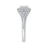 Shah Luxury 14K White Gold Cushion Diamond Double Halo Engagement Ring with Split Shank (Semi-Mount) photo 2