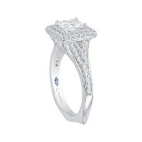 Shah Luxury 14K White Gold Cushion Diamond Double Halo Engagement Ring with Split Shank (Semi-Mount) photo 3