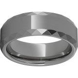 Rugged Tungsten  8mm Faceted Beveled Edge Polished Band photo