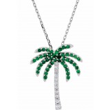 14K White Tsavorite Garnet & .08 CTW Diamond 16 Necklace photo