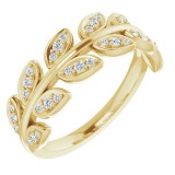 14K Yellow 1/4 CTW Diamond Leaf Ring photo